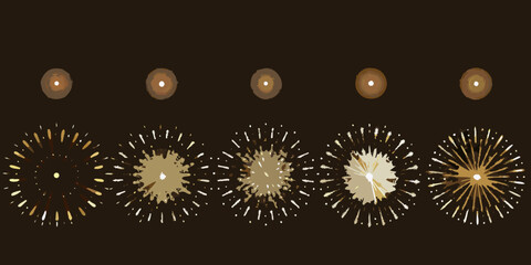 Stages of firework explosion from ignition to full bloom effect