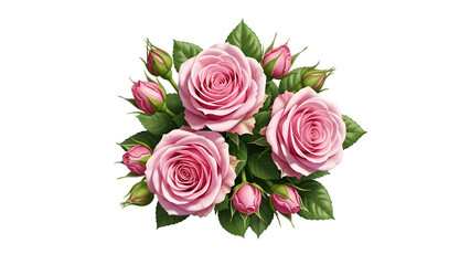 Naklejka premium Pink roses bouquet isolated on transparent background