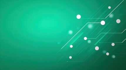Abstract green background with geometric lines and circles representing technology, innovation, and connectivity in a modern digital environment