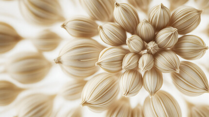 Abstract natural pattern of light organic seed-like shapes on white