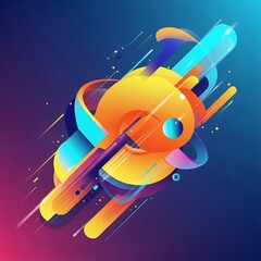 Abstract geometric composition with dynamic shapes and vibrant colors