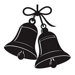 Two black Christmas bells hanging