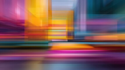Abstract colorful digital art composition with vibrant hues and dynamic motion blur creating a sense of energy and modernity in a contemporary urban setting