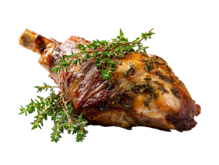 Roasted Lamb Shank with Fresh Thyme Garnish