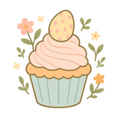 Easter Cupcake with Frosting and Speckled Egg