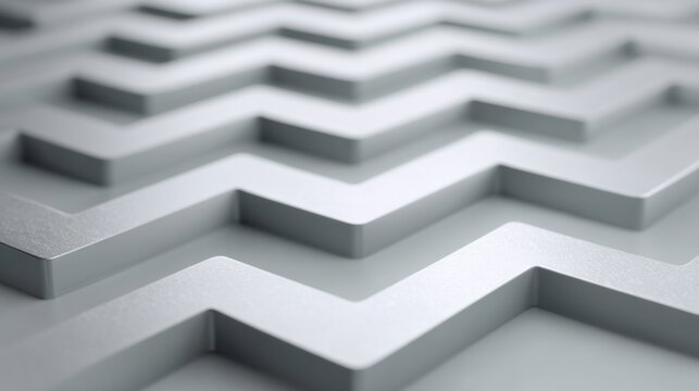 Abstract geometric pattern with raised zigzag design in soft gray tones creating a modern and dynamic surface texture perfect for contemporary art applications - Powered by Adobe
