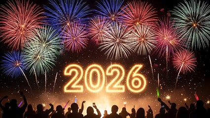 Happy new year 2026 fireworks celebration wishing you a bright future