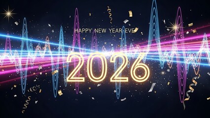 Happy new year 2026 celebration background with sparkling lights and glowing numbers