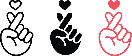 Multiple Finger Heart Symbols in Different Styles Conveying Feelings of Love