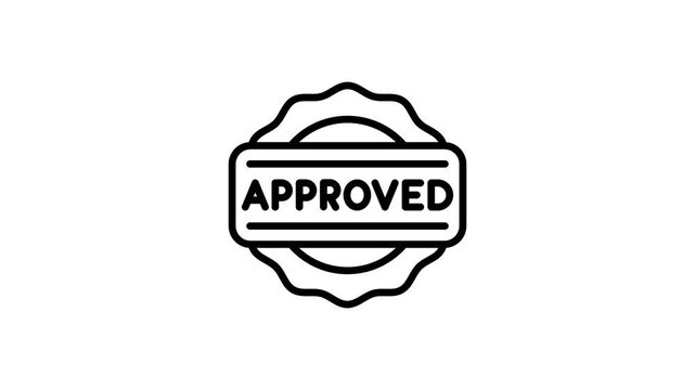 Approved stamp icon animation for quality control, verification, inspection, evaluation, validation, certification, testing, check, confirm, guarantee, assessment and other