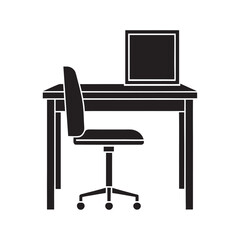 Fototapeta premium Office Desk And Chair Silhouette