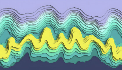 Abstract layered wavy lines in pastel colors create a dynamic and flowing visual rhythm, evoking a sense of movement and depth.