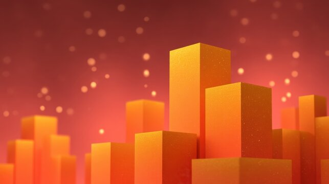 Abstract composition of vibrant orange geometric shapes with soft bokeh background showcasing modern design aesthetics and artistic creativity in a digital environment - Powered by Adobe