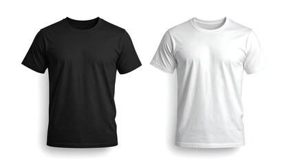 Two blank t-shirts, black and white
