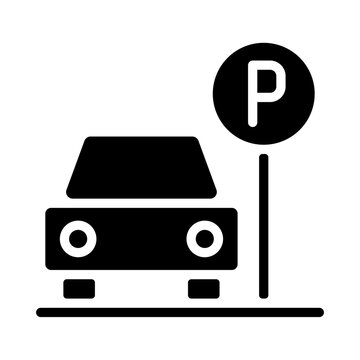 Public car parking icons and parking location symbols