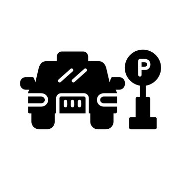 Public car parking icons and parking location symbols