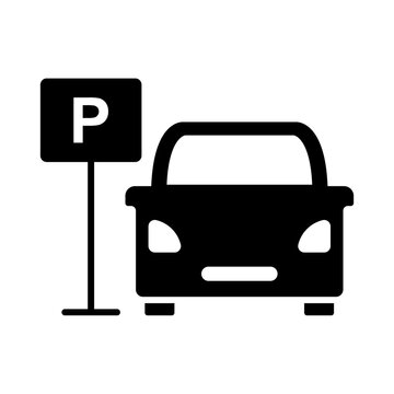 Public car parking icons and parking location symbols