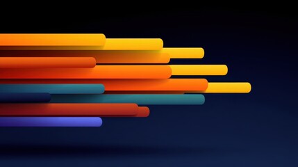 Obraz premium Abstract Background with Colorful Horizontal Lines in Shades of Orange, Yellow, Blue, and Purple on Dark Gradient for Modern Design Use