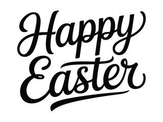 Fototapeta premium Elegant black calligraphy lettering of Happy Easter phrase isolated on white background for holiday greeting cards and seasonal decor
