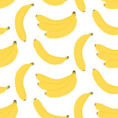 Seamless pattern Bunch and a Single Banana of ripe Bananas. Popular Tropical Fruit Minimalist design. Isolated Vector illustration Banner, Thematic or Recipe Card Background Invite, leaflet, price tag