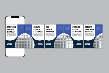Carousel or microblog design template for corporate growth strategy