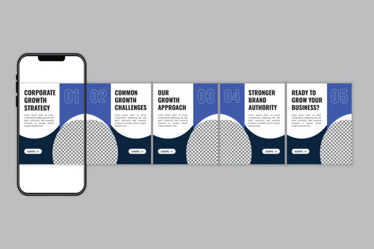 Carousel or microblog design template for corporate growth strategy