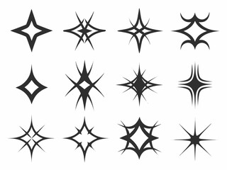 Fototapeta premium Collection of various black starburst and sparkle shaped design elements