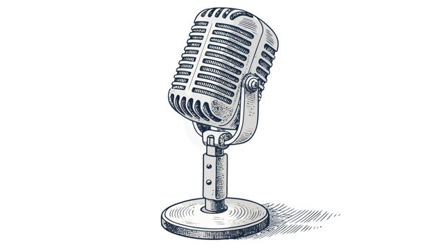 Vintage microphone on stand in classic recording studio setup