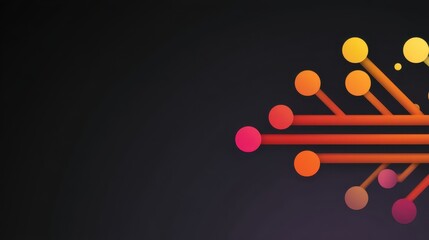Abstract digital background featuring vibrant orange and pink circles connected by lines, creating a modern and energetic visual design for technology themes