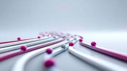 Abstract composition of colorful lines and spheres creating a dynamic flow on a gradient background for modern design and artistic concepts