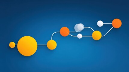 Abstract representation of interconnected circles and lines in vibrant colors against a blue background, symbolizing unity and scientific concepts