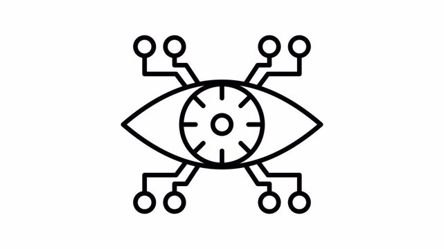 Machine Vision Icon Animation Drawing Effect 4K Transparent Background