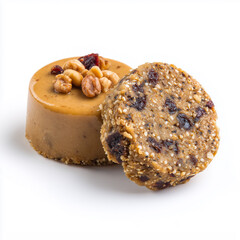 Raw vegan protein cookie kit, nut butter shot, quinoa crisp topper, resealed minimal pouch