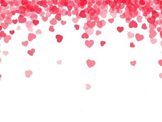 Falling hearts in red and pink