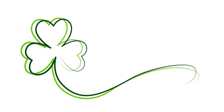 Saint patrick clover leaf, Continuous line art ribbon