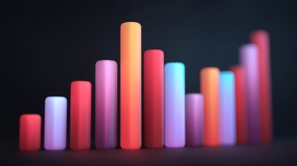 Vibrant Colorful Bar Graph Representation of Data Growth and Progress in a Modern Business Environment with Abstract Background