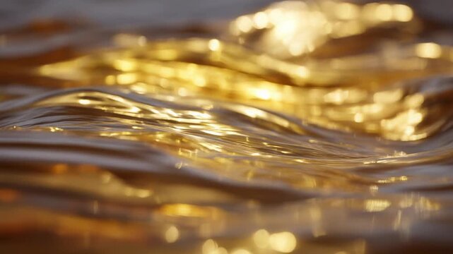 Luxurious abstract background featuring shiny golden liquid metal wave. rich, flowing gold texture creates beautiful and elegant pattern, perfect serene and shimmering backdrop
