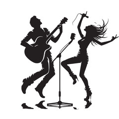 Naklejka premium Black Musical Duo Silhouette Vector, High Quality Illustration on White Background