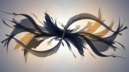 Abstract Dark Swirls and Golden Ribbons background