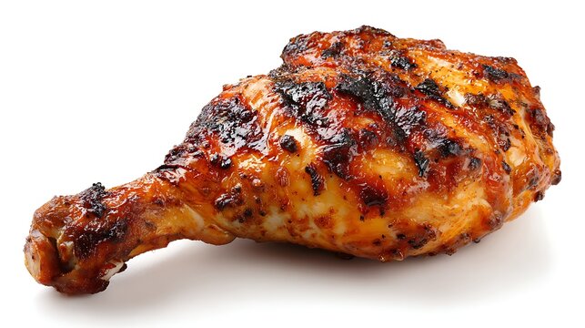 Elegant photo of Grilled chicken drumstick isolated on white background