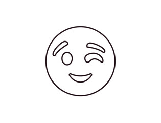 wink winking face emoji fun smile smiling emoji symbol sign icon vector illustration isolated flat playful, flirting, 