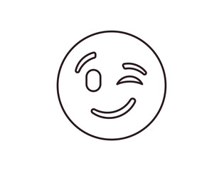 wink winking face emoji fun smile smiling emoji symbol sign icon vector illustration isolated flat playful, flirting, 