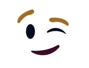 wink winking face emoji fun smile smiling emoji symbol sign icon vector illustration isolated flat playful, flirting, 
