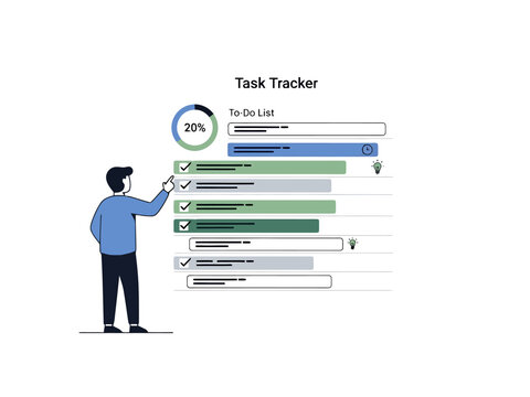 Modern Task Tracker To Do List Management with Progress Indicator