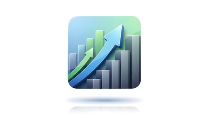 3D business growth chart icon