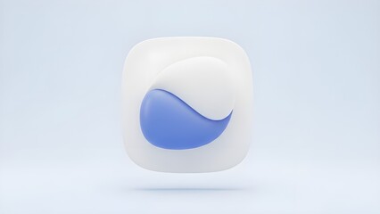 Modern minimalist blue and white 3D abstract icon
