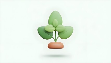 Cute minimalist green 3D plant icon