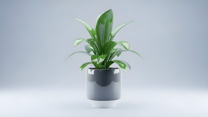 Modern elegant 3D potted ornamental plants