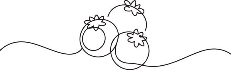 One single line drawing of whole healthy organic blueberries for orchard logo identity. Fresh blue berry fruitage concept for fruit garden icon. one line Icon drawing © firoz