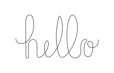 Hello continuous one line art drawing Hello word writing.
